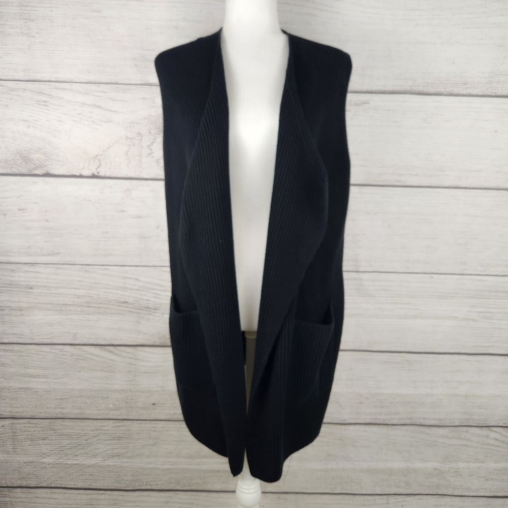 Splendid Juliet Black Open Front Sweater Vest Cardigan
